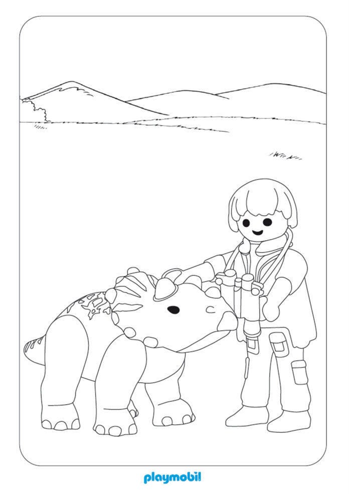 Libro da colorare online Il viaggiatore e il dinosauro fatato