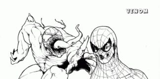 Online-Malbuch Duell zwischen Venom und Spiderman