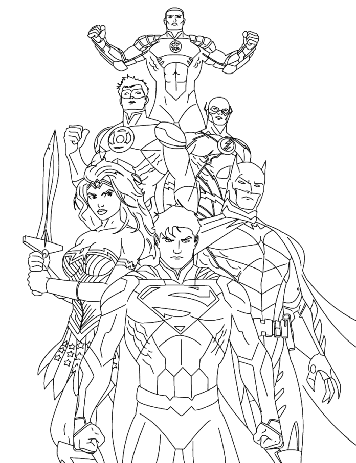Online színezőkönyv Justice League karakterek