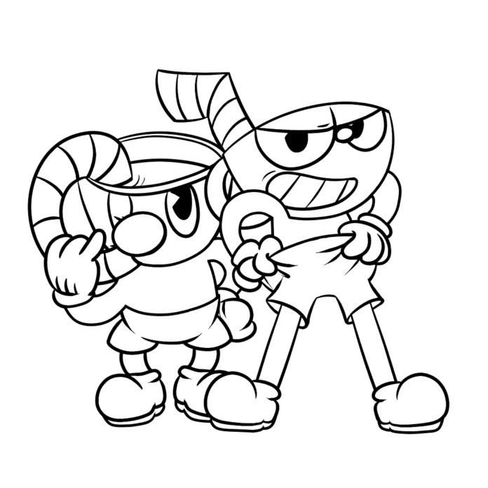 Online coloring book The characters from Mugman and Cuphead