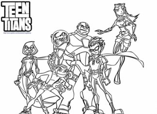 Ausmalbuch online Teen Titans Figuren