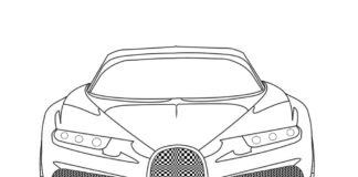 Online coloring book Front of Bugatti