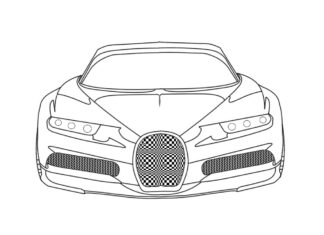 Online-Malbuch Front des Bugatti