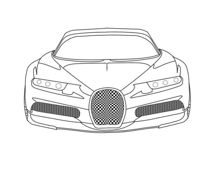 Livre de coloriage en ligne L'avant de la Bugatti