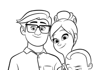 Online coloring book Fairy tale family for kids