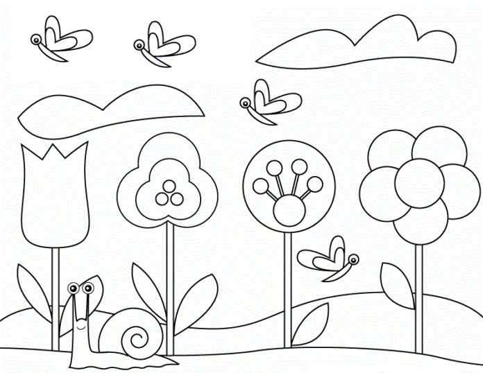 Online coloring book Flowers and leaves bloom