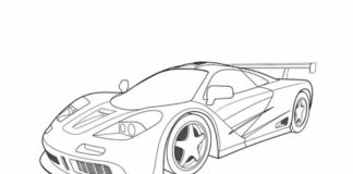 Livre de coloriage en ligne Voiture de sport avec spoiler