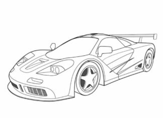 Online coloring book Sports car with spoiler