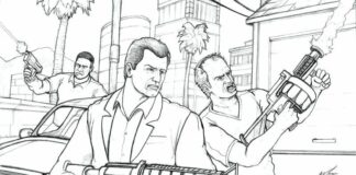 Online Coloring Book GTA Fight Scene