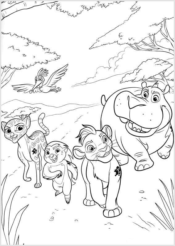 Online coloring book A scene from the fairy tale The Lion Guard