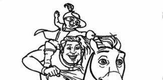 Shrek and Puss in Boots online coloring book