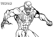 Online coloring book Venom jumps off the building