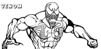 Online coloring book Venom jumps off the building