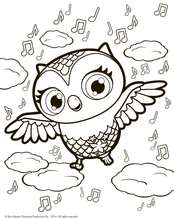 online värityskirja laulavasta pöllöstä