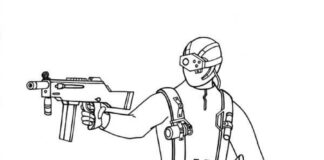 Online coloring book Shooting soldier