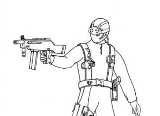 Online coloring book Shooting soldier