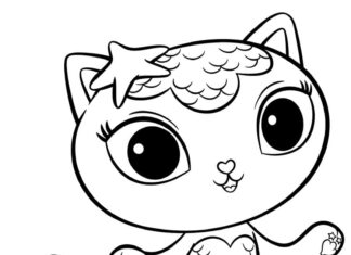 オンライン塗り絵 人魚の妖精 猫