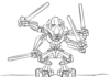 Online coloring book Crazy robot with swords