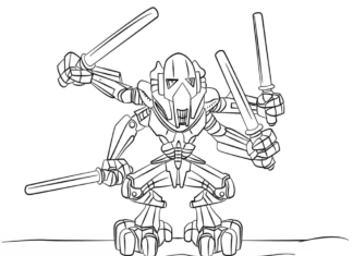 Online maľovanka Bláznivý robot s mečmi