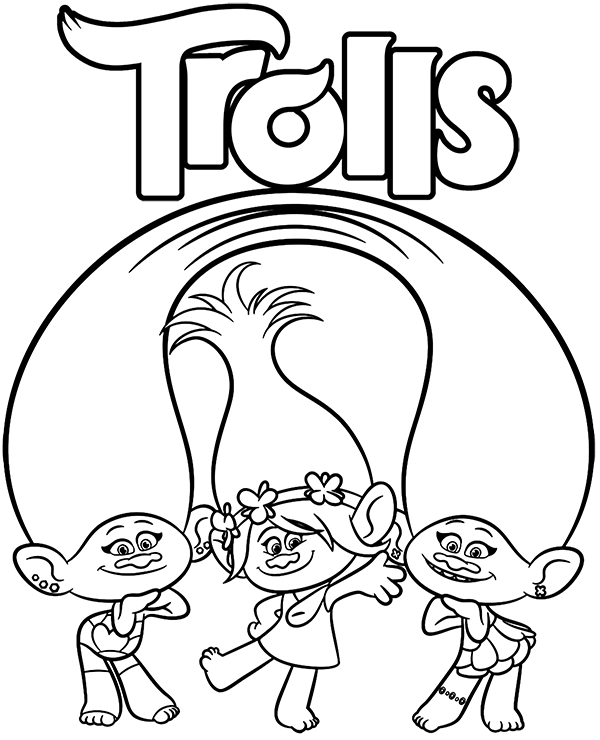 Livro online para colorir Trolls três