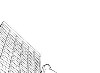 Online-Malbuch Ultraman und das Gebäude