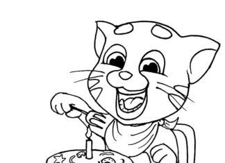 Livre de coloriage en ligne Chemin des chats d'anniversaire