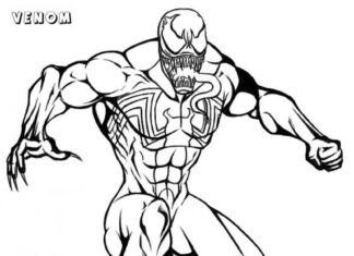 Online coloring book Venom fights the enemy