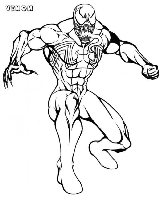Online coloring book Venom fights the enemy