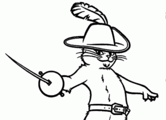 Online coloring book Fighting cat with sword