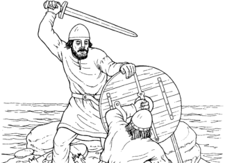 Livro colorido on-line Viking batalha à beira-mar