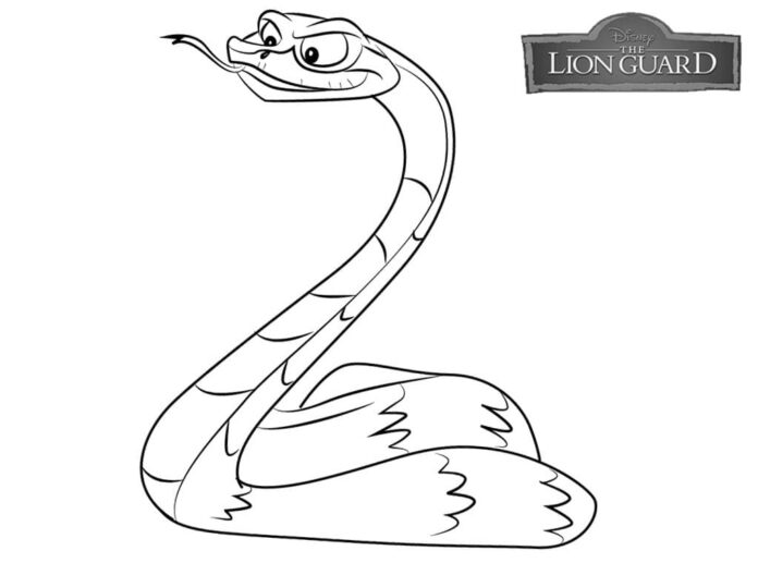 Libro para colorear en línea La serpiente del dibujo animado de la Guardia del León