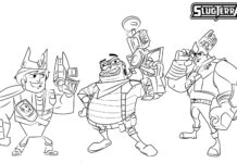 Livre de coloriage en ligne La joyeuse équipe de Slugterra pour les garçons
