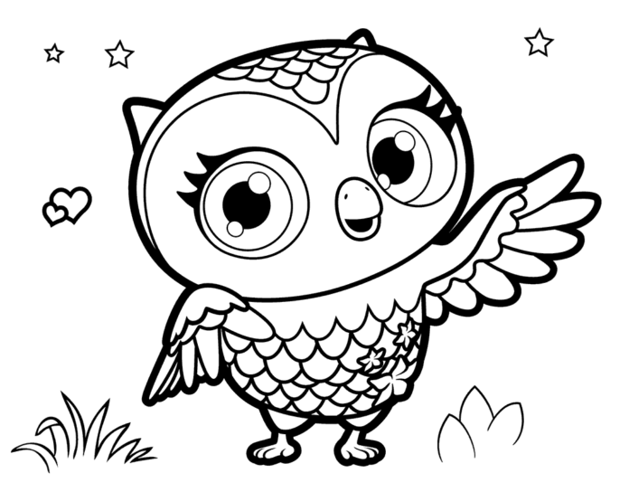 Libro para colorear online Little Charmers Happy Owl