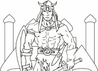 Online coloring book Viking with sword
