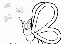 Online coloring book Spring flowers and butterfly