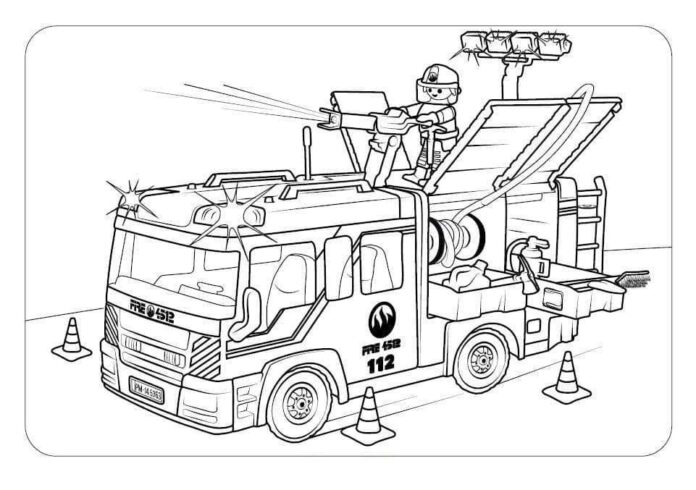 Livro colorido online Caminhão de bombeiros da Playmobil