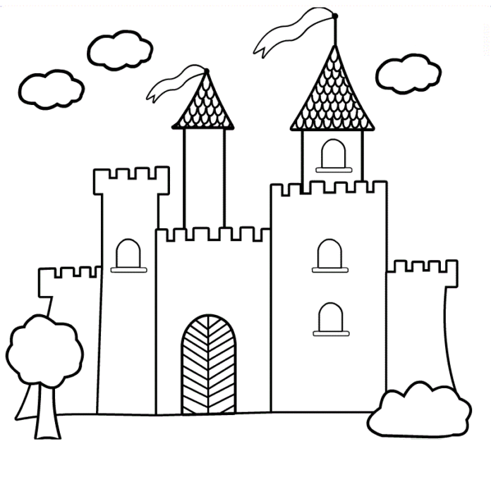 Livro online para colorir Castelo para crianças