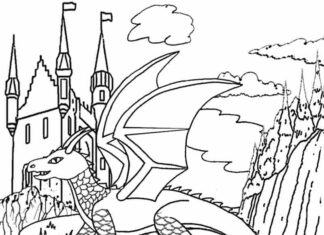 Libro da colorare online Castello e drago