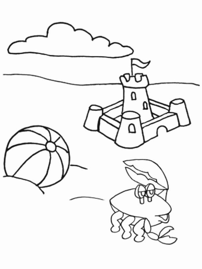 Online színező könyv Beach castle