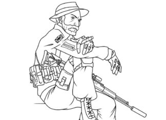 Livre à colorier en ligne Soldat du jeu Call of duty