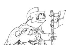 Online coloring book Turtle as a knight