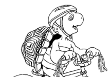 Online malebog Skildpadde på en cykel med hjelm