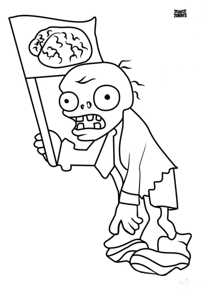 Online coloring book Zombi with flag