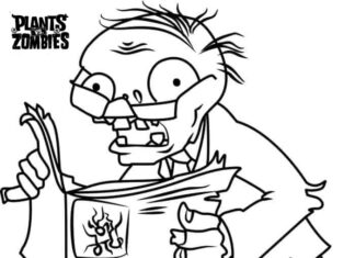 Zombie and newspaper online coloring book