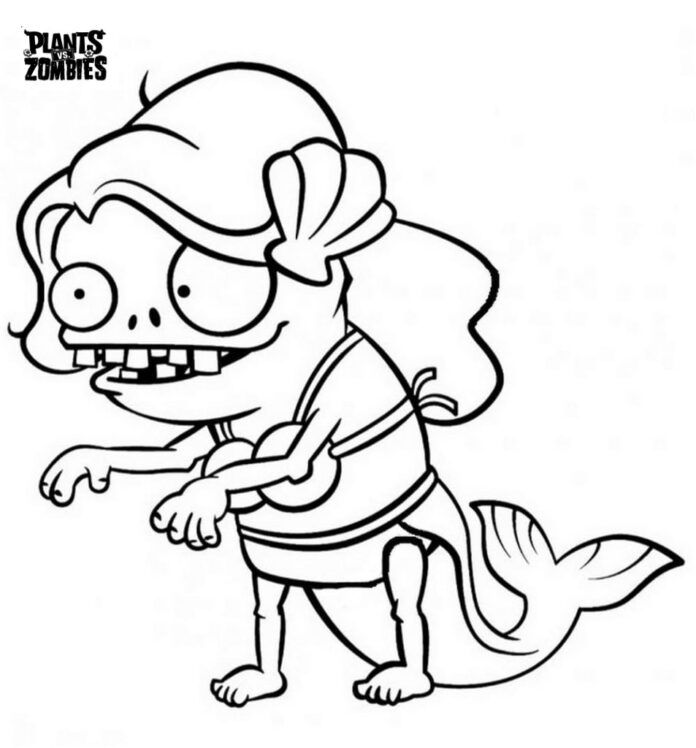 Online-Malbuch für Kinder Zombie Meerjungfrau