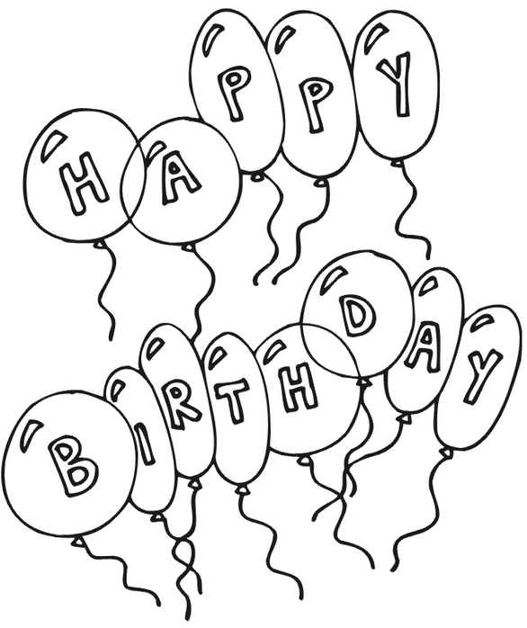 Online omalovánky balónky k narozeninám
