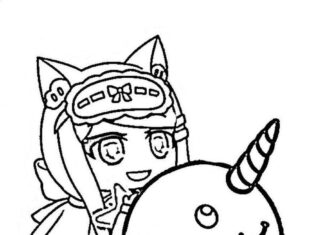 Online coloring book unicorn and fox girl