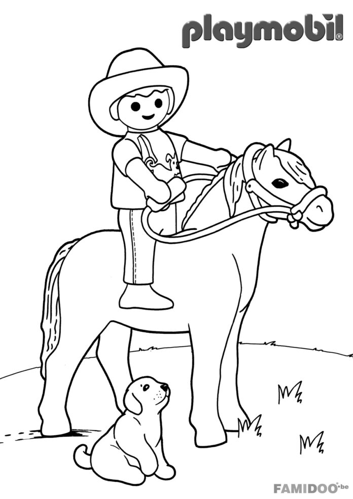Livre de coloriage en ligne cowboy de playmobil
