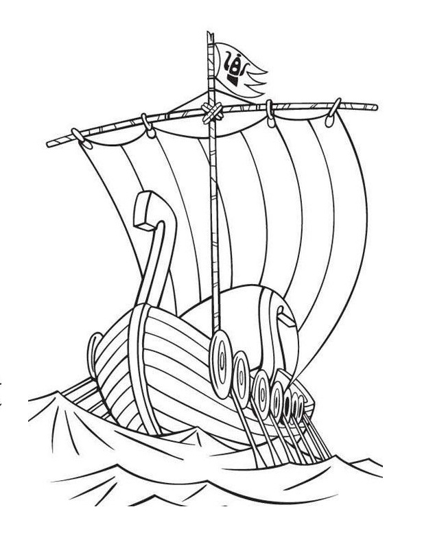 Online színező könyv Viking hajó