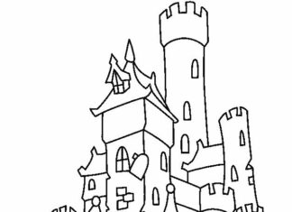 Online-Malbuch Schloss auf einem Hügel